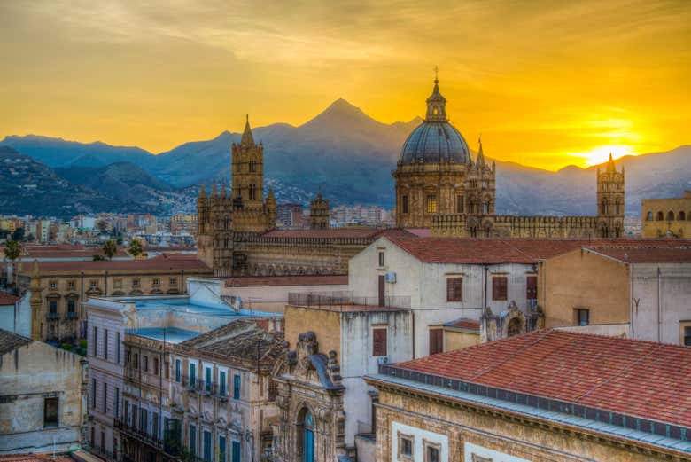 Panoramica di Palermo al tramonto