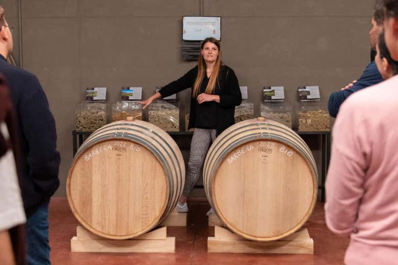 Salle des barriques pour les vins rouges