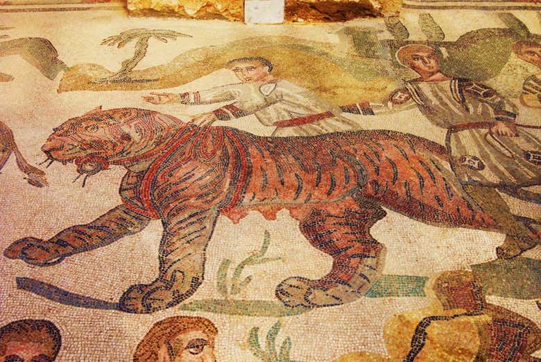 Mosaico de la escena de "La Gran Cacería"