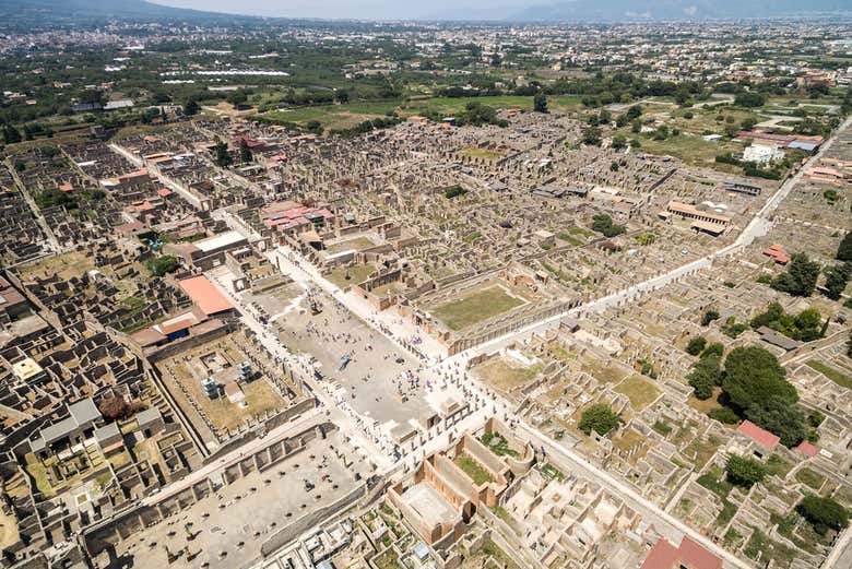 Vista aérea de Pompeia