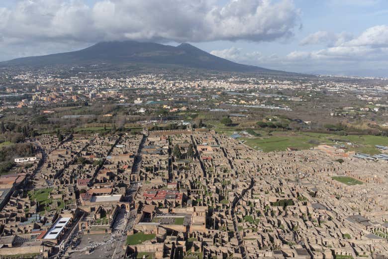 Vista aérea del yacimiento de Pompeya