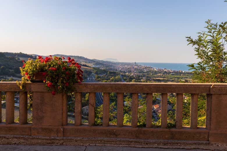 Admiring the view of the Adriatic from Torre di Palme