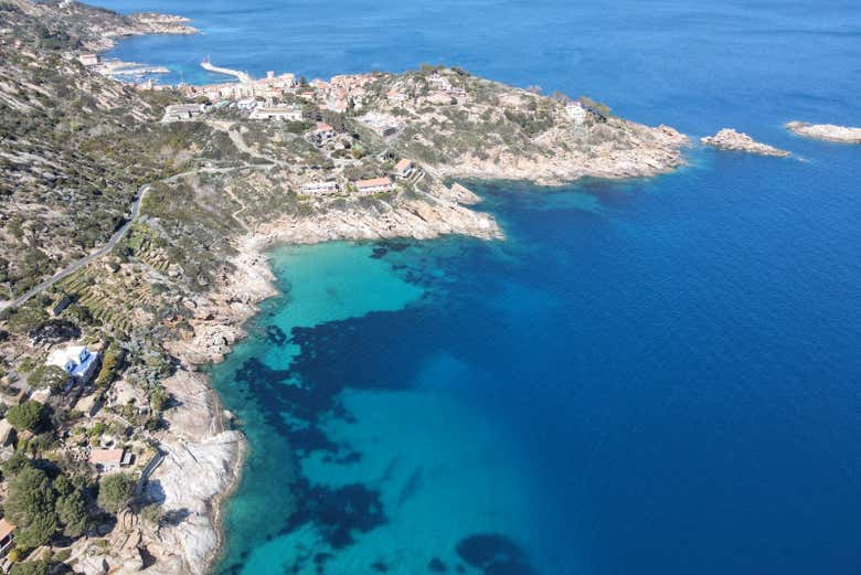 Vista aérea da península de Argentario