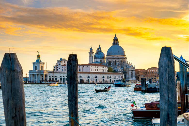 Vista panorâmica de Veneza ao pôr do sol