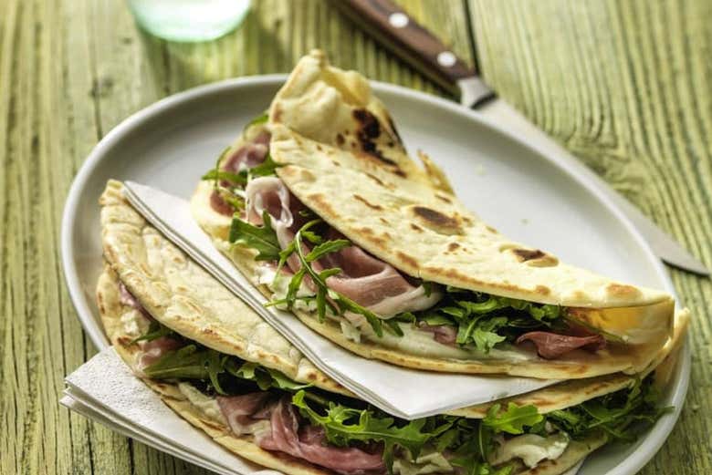 The piadina is an Emilia-Romagna product