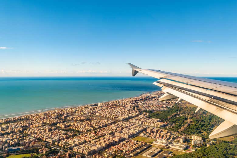 Arrivando a Roma in aereo