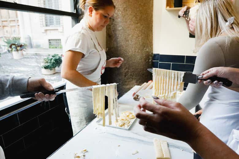 Durante a aula de massa italiana