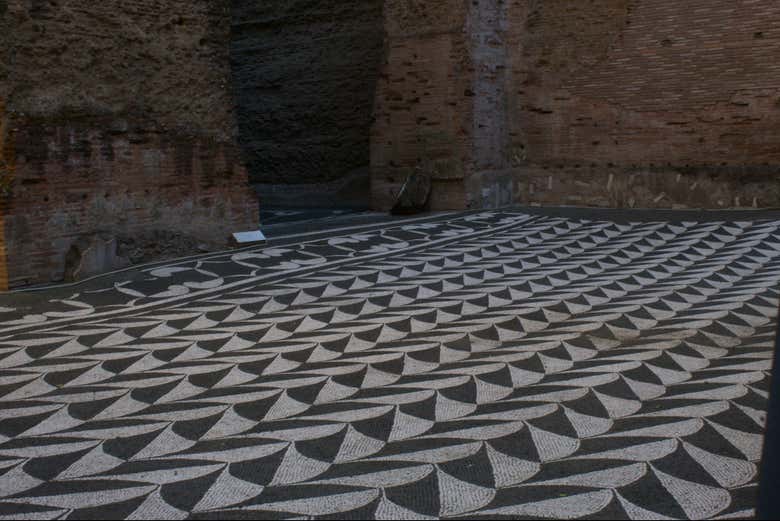Mosaico romano nas termas de Caracalla