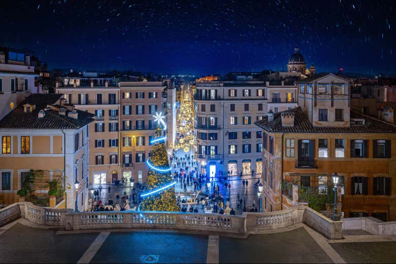 Panorámica de la Plaza de España en Navidad