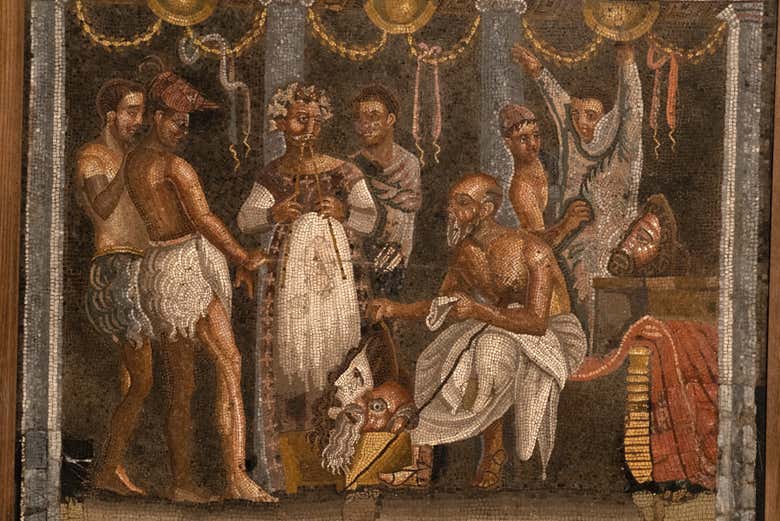 Mosaïque d'une des villas de Pompéi