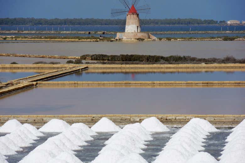 Contemplando las salinas de Marsala