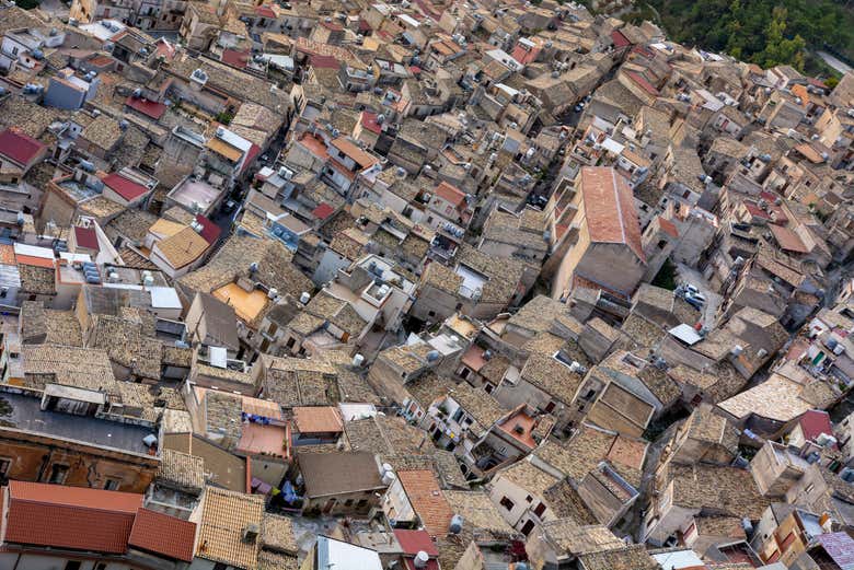 Vista aerea delle case di Caltabellotta