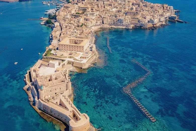 Vista aerea di Ortigia, parte più antica di Siracusa