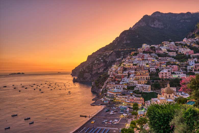Watch the sun setting over the Amalfi Coast