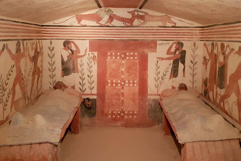 Recreation of Etruscan tombs