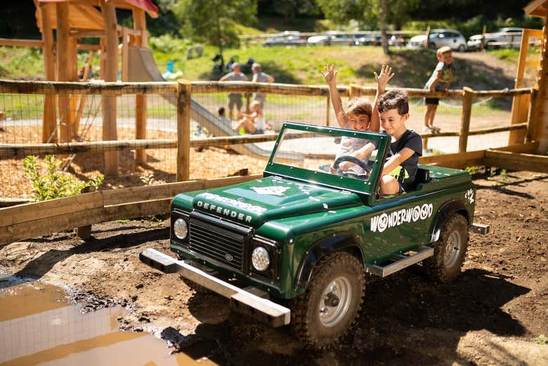 Going around the park in a mini-jeep