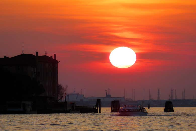 Sunset over the canals of Venice