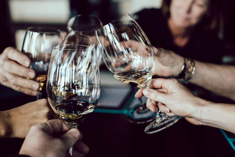 Toasting with wine