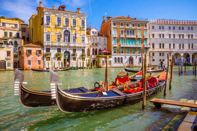 Typical Venetian gondolas