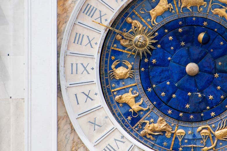 Detalle del famoso Reloj de Venecia