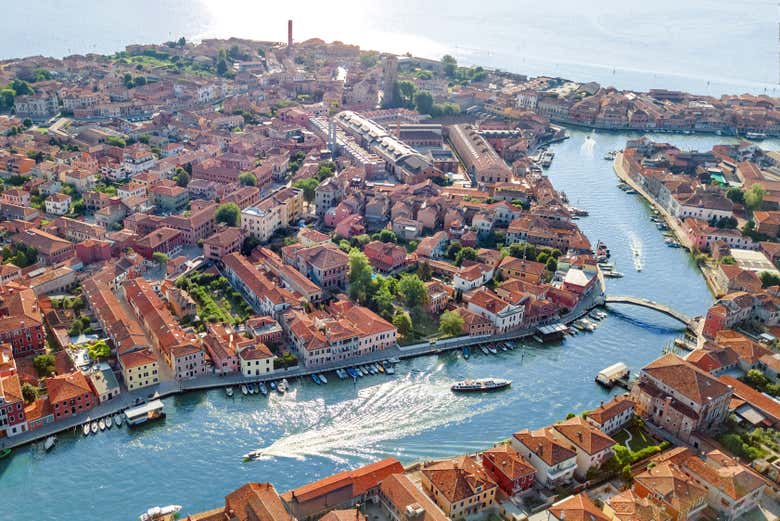 An aerial view of Murano