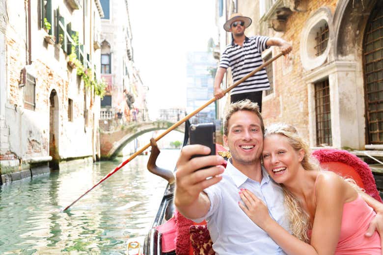Couple enjoying the gondolas
