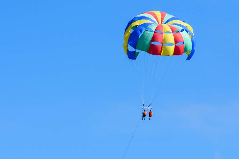 Parasailing over the Caribbean Sea
