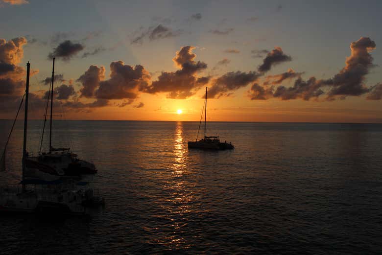 Barche al tramonto a Negril
