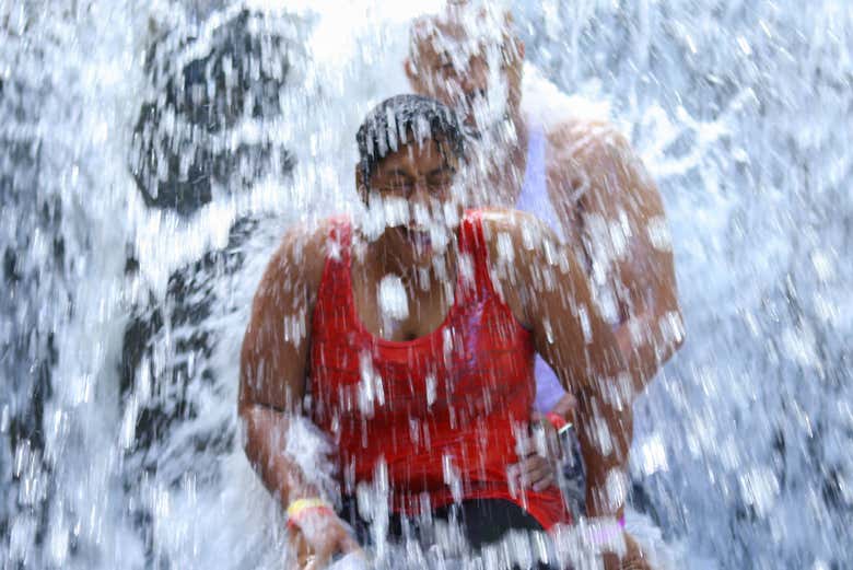 Stand under the waterfall
