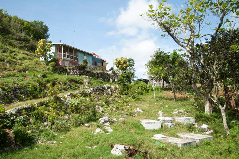 Casas tradicionales en Nine Mile, la aldea natal de Bob Marley