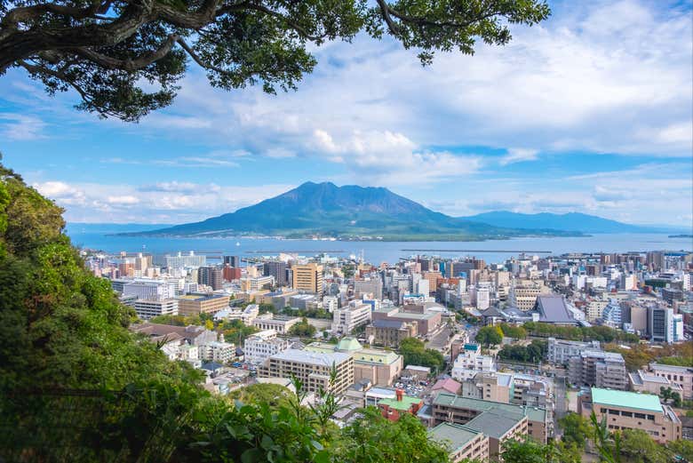 Vue aérienne de Sakurajima