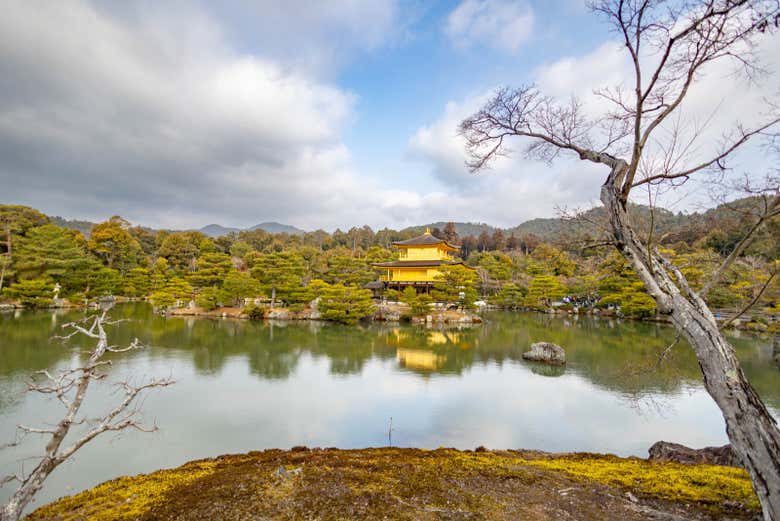 Vue panoramique sur le miroir d'eau du Pavillon d'or