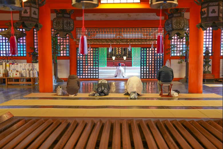Interior del santuario sintoísta de Miyajima