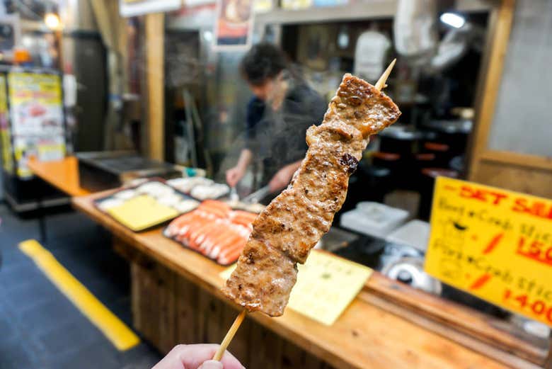 Enjoying Osaka's traditional food