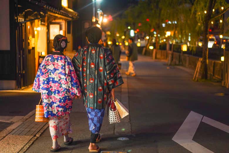 Paseando en kimono por Kinosaki