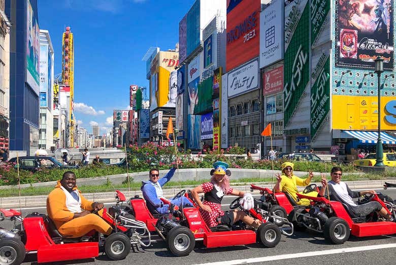 Enjoying riding the karts