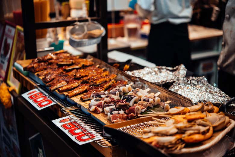 Mariscos en un puesto del mercado