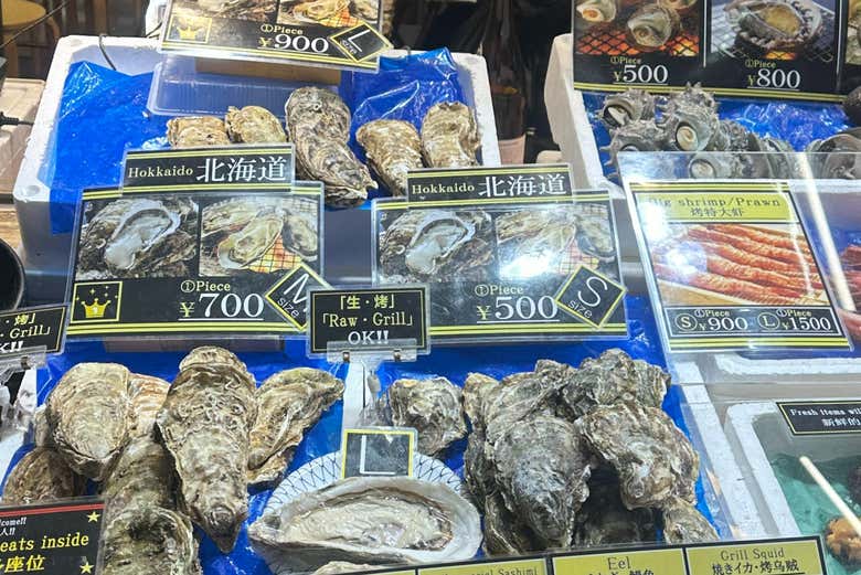 Mariscos en el Mercado de Kuromon