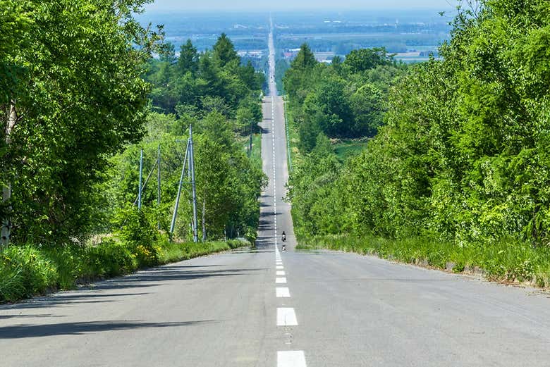 La carretera Hokkaido Biei Sky