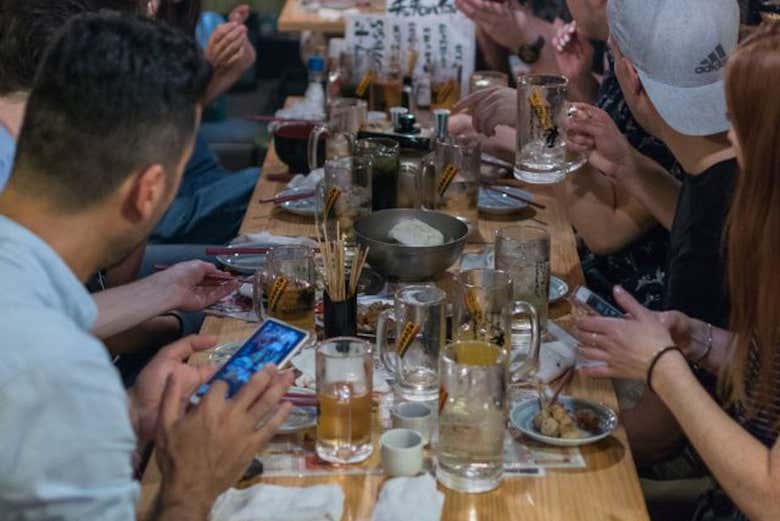 Having fun in a bar in Tokyo
