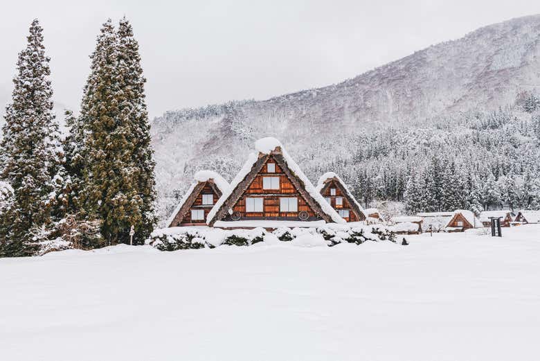 Take in the village's peaceful winter scenery