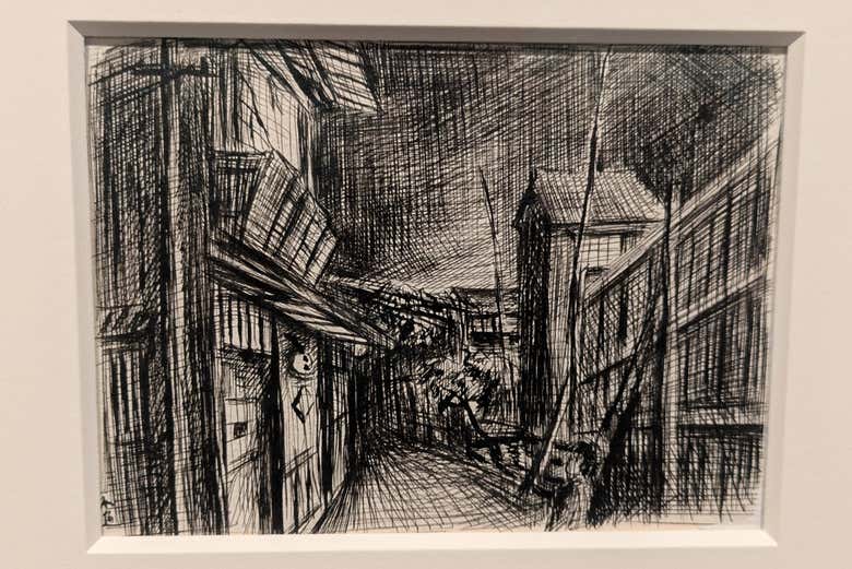 Ilustración en tinta para la novela de Kafū Nagai