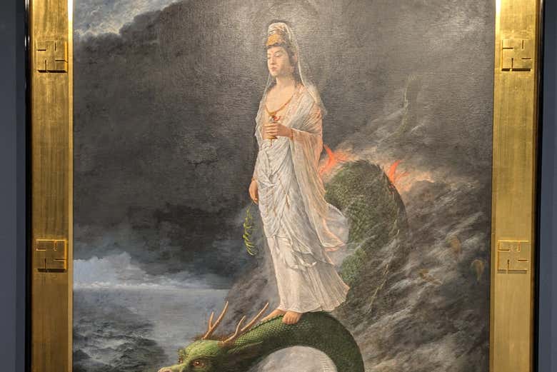 Kannon sobre un dragón 