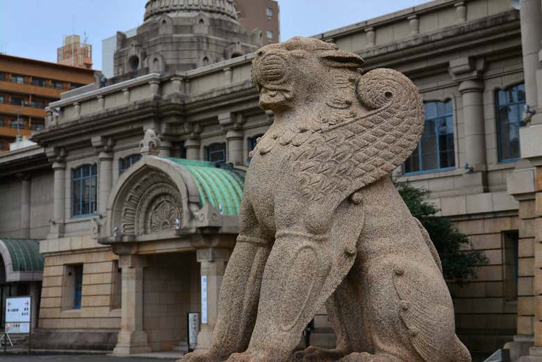Leão guardião no templo Tsukiji Honganji