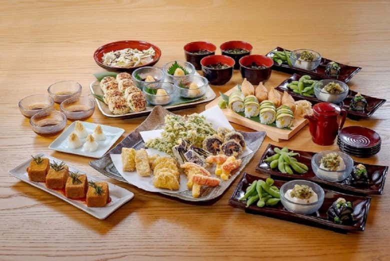 Typical Japanese dinner on the boat