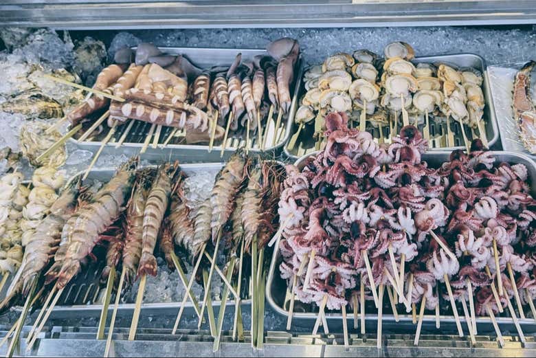 Comida do mercado de Tsukiji
