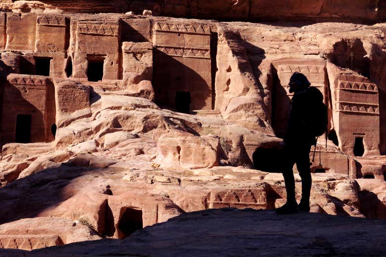 Vista sugli edifici di Petra