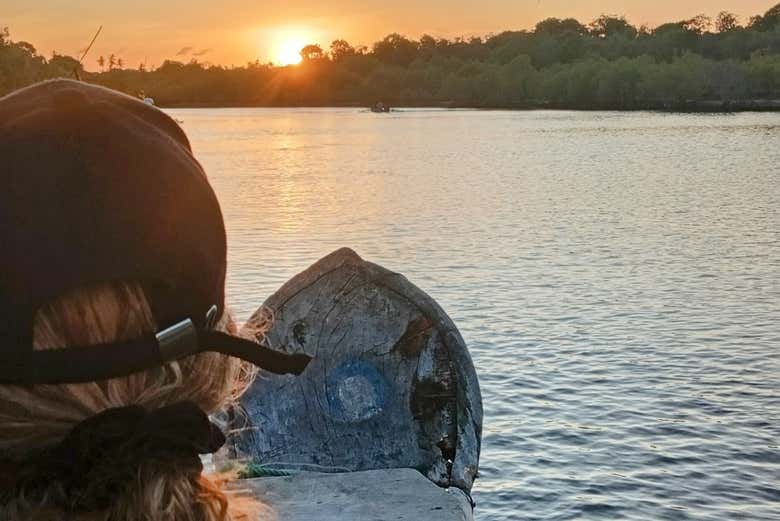 Coucher de soleil depuis le canoë