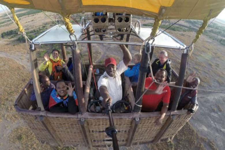 Flying over Masai Mara in a balloon