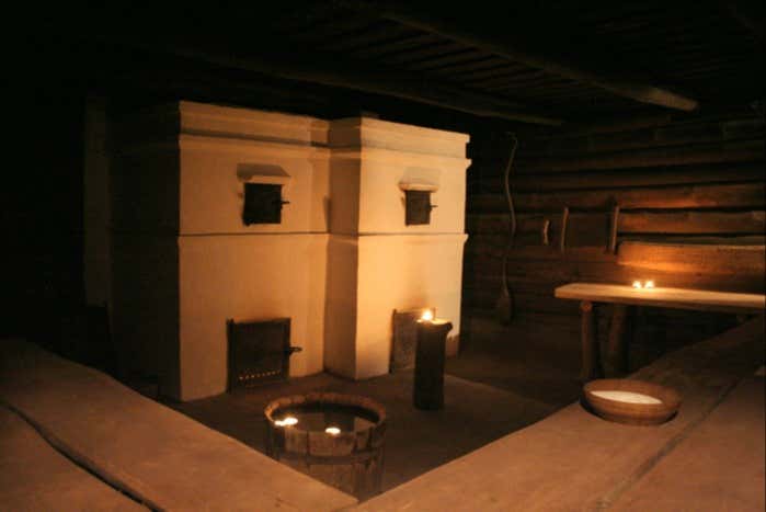 Interior de la sauna de Vilna